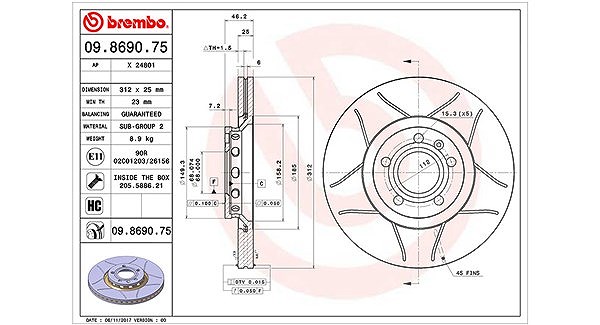 Magneti Marelli Bremsscheibe [Hersteller-Nr. 360406001605] für Seat, Audi, VW, Skoda