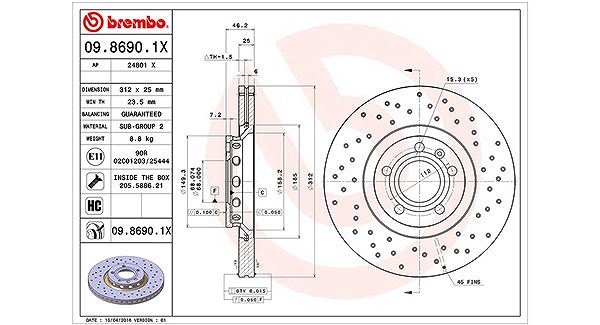 Magneti Marelli Bremsscheibe [Hersteller-Nr. 360406001602] für Seat, Audi, VW, Skoda