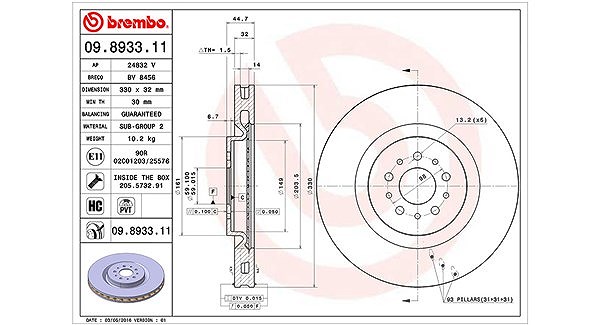 Magneti Marelli Bremsscheibe [Hersteller-Nr. 360406000701] für Alfa Romeo