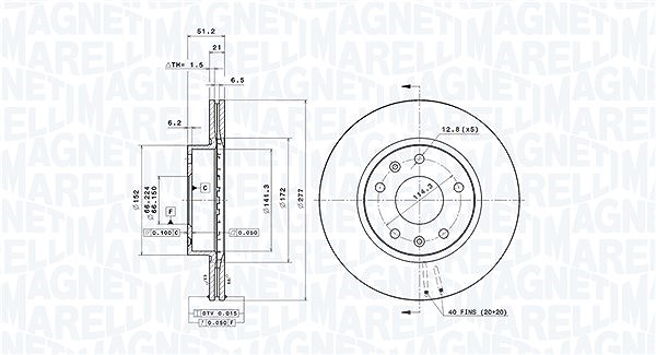 Magneti Marelli Bremsscheibe [Hersteller-Nr. 360406002501] für Land Rover