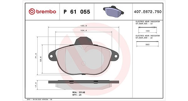Magneti Marelli Bremsbelagsatz, Scheibenbremse [Hersteller-Nr. 363700461055] für Citroën