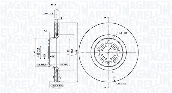 Magneti Marelli Bremsscheibe [Hersteller-Nr. 360406002301] für Audi