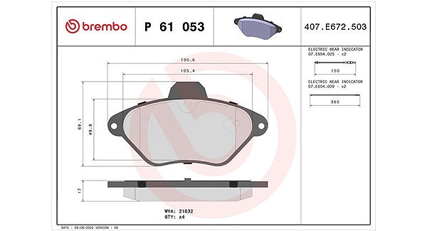 Magneti Marelli Bremsbelagsatz, Scheibenbremse [Hersteller-Nr. 363700461053] für Citroën