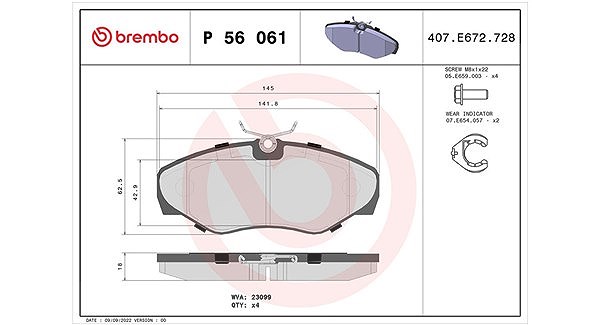Magneti Marelli Bremsbelagsatz, Scheibenbremse [Hersteller-Nr. 363700456061] für Vauxhall, Renault, Opel, Nissan