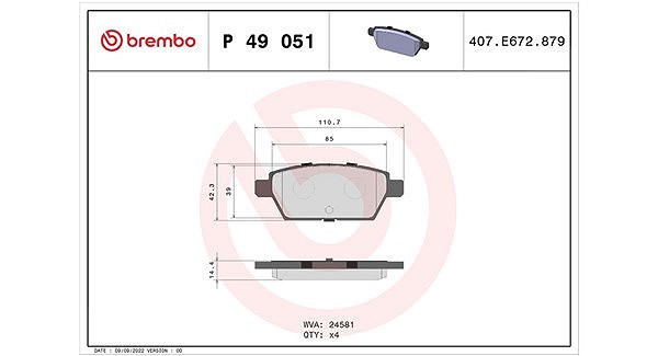 Magneti Marelli Bremsbelagsatz, Scheibenbremse [Hersteller-Nr. 363700449051] für Mazda, Ford Usa