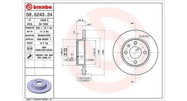 Magneti Marelli Bremsscheibe [Hersteller-Nr. 360406045200] für VW, Skoda