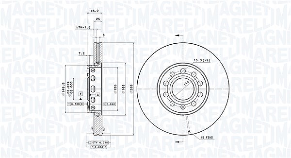 Magneti Marelli Bremsscheibe [Hersteller-Nr. 360406001301] für Skoda, Seat, Audi