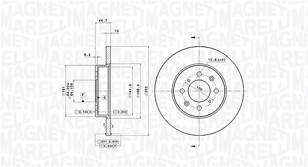Magneti Marelli Bremsscheibe [Hersteller-Nr. 360406014500] für Rover