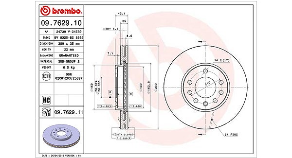 Magneti Marelli Bremsscheibe [Hersteller-Nr. 360406038800] für Chevrolet, Vauxhall, Opel