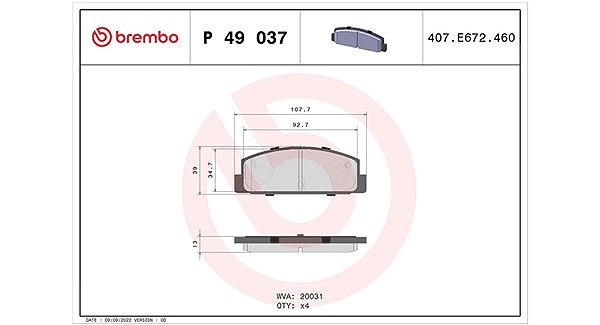 Magneti Marelli Bremsbelagsatz, Scheibenbremse [Hersteller-Nr. 363700449037] für Mazda