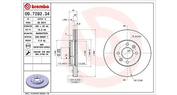 Magneti Marelli Bremsscheibe [Hersteller-Nr. 360406043300] für Renault