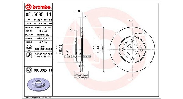Magneti Marelli Bremsscheibe [Hersteller-Nr. 360406021600] für Ford, Fiat, Yugo, Abarth, Lancia, Alfa Romeo