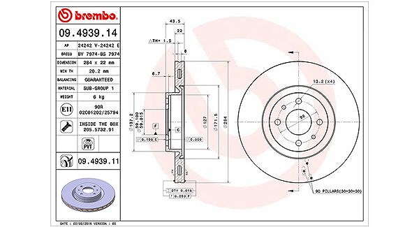 Magneti Marelli Bremsscheibe [Hersteller-Nr. 360406000400] für Peugeot, Lancia, Abarth, Citroën, Fiat