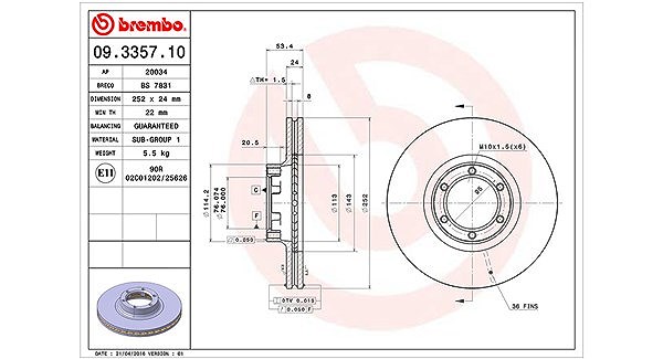 Magneti Marelli Bremsscheibe [Hersteller-Nr. 360406041900] für Vauxhall, Opel, Renault