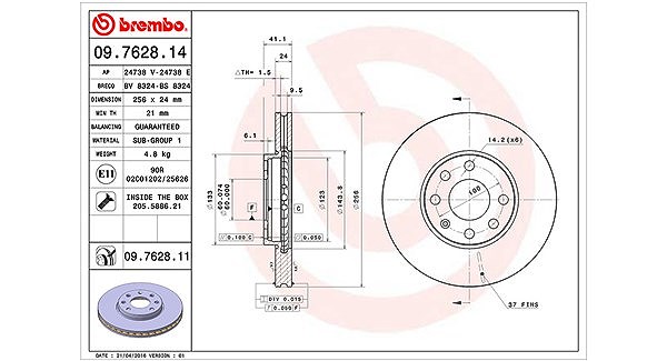 Magneti Marelli Bremsscheibe [Hersteller-Nr. 360406038700] für Opel, Vauxhall