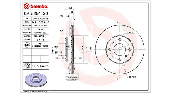 Magneti Marelli Bremsscheibe [Hersteller-Nr. 360406035200] für Nissan