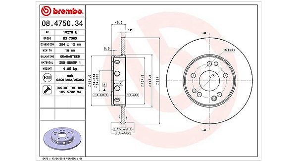 Magneti Marelli Bremsscheibe [Hersteller-Nr. 360406031100] für Mercedes-Benz