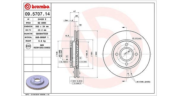 Magneti Marelli Bremsscheibe [Hersteller-Nr. 360406025300] für Ford