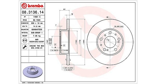 Magneti Marelli Bremsscheibe [Hersteller-Nr. 360406021300] für Talbot, Citroën, Fiat, Peugeot