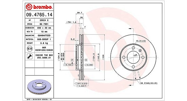 Magneti Marelli Bremsscheibe [Hersteller-Nr. 360406000900] für Audi, VW, Seat