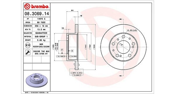 Magneti Marelli Bremsscheibe [Hersteller-Nr. 360406020900] für Talbot, Citroën, Fiat, Alfa Romeo, Peugeot
