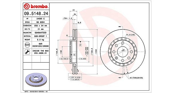 Magneti Marelli Bremsscheibe [Hersteller-Nr. 360406037500] für Opel, Vauxhall