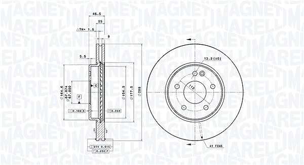 Magneti Marelli Bremsscheibe [Hersteller-Nr. 360406006301] für Mercedes-Benz