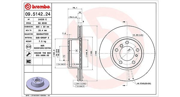 Magneti Marelli Bremsscheibe [Hersteller-Nr. 360406015700] für BMW