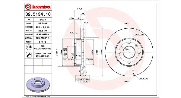 Magneti Marelli Bremsscheibe [Hersteller-Nr. 360406024900] für Ford