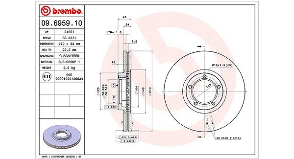 Magneti Marelli Bremsscheibe [Hersteller-Nr. 360406025900] für Ford
