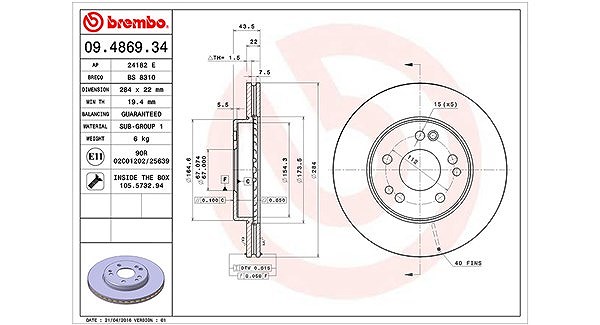 Magneti Marelli Bremsscheibe [Hersteller-Nr. 360406031200] für Mercedes-Benz