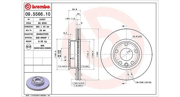 Magneti Marelli Bremsscheibe [Hersteller-Nr. 360406048700] für VW
