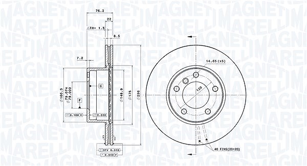 Magneti Marelli Bremsscheibe [Hersteller-Nr. 360406016301] für BMW