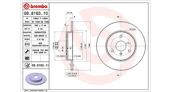 Magneti Marelli Bremsscheibe [Hersteller-Nr. 360406033800] für Smart