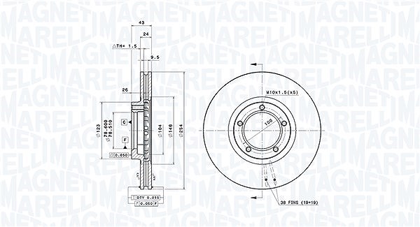 Magneti Marelli Bremsscheibe [Hersteller-Nr. 360406025800] für Ford