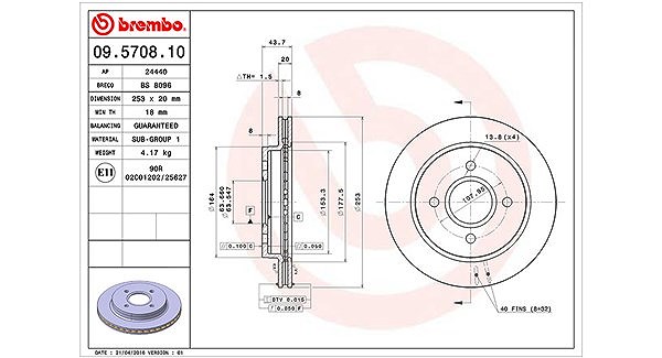 Magneti Marelli Bremsscheibe [Hersteller-Nr. 360406025400] für Ford