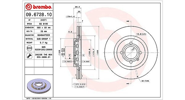 Magneti Marelli Bremsscheibe [Hersteller-Nr. 360406048500] für Seat, VW