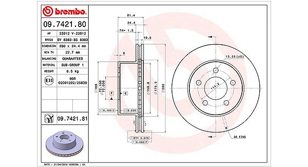 Magneti Marelli Bremsscheibe [Hersteller-Nr. 360406030100] für Jeep