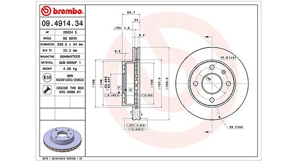 Magneti Marelli Bremsscheibe [Hersteller-Nr. 360406024800] für Ford