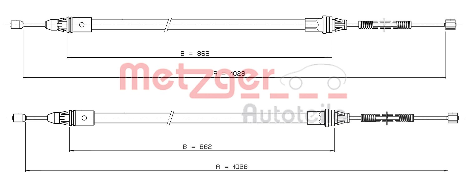 Metzger Autoteile Seilzug, Feststellbremse [Hersteller-Nr. 10.9337] für Smart