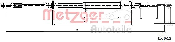 Metzger Autoteile Seilzug, Feststellbremse [Hersteller-Nr. 10.4611] für Citroën