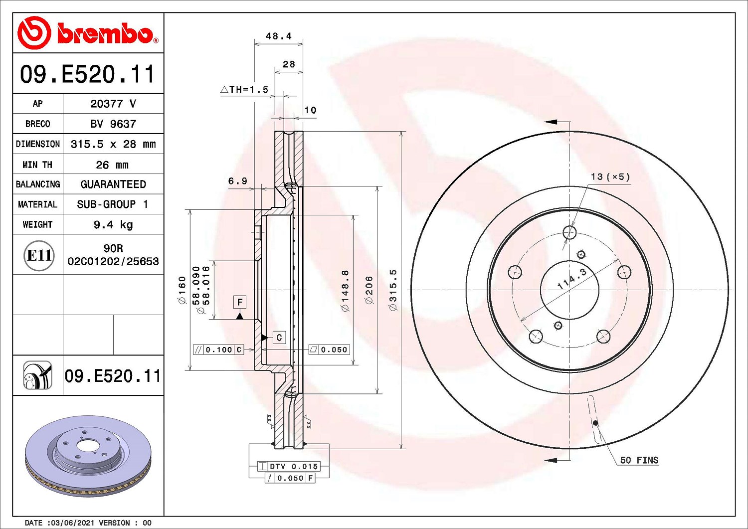 Brembo Bremsscheibe 09.E520.11, 1 Stück - Bild 5