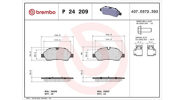 Magneti Marelli Bremsbelagsatz, Scheibenbremse [Hersteller-Nr. 363700424209] für Ford