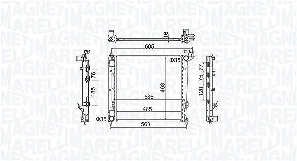 Magneti Marelli Kühler, Motorkühlung [Hersteller-Nr. 350213160500] für Kia, Hyundai