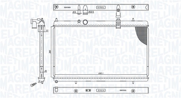 Magneti Marelli Kühler, Motorkühlung [Hersteller-Nr. 350213200900] für Peugeot, Citroën