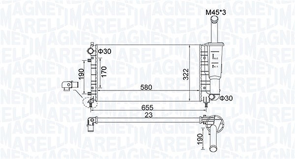 Magneti Marelli Kühler, Motorkühlung [Hersteller-Nr. 350213183600] für Fiat, Lancia