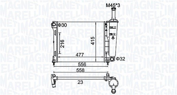 Magneti Marelli Kühler, Motorkühlung [Hersteller-Nr. 350213183900] für Fiat, Ford