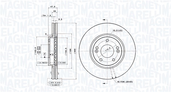 Magneti Marelli Bremsscheibe [Hersteller-Nr. 360406115301] für Kia