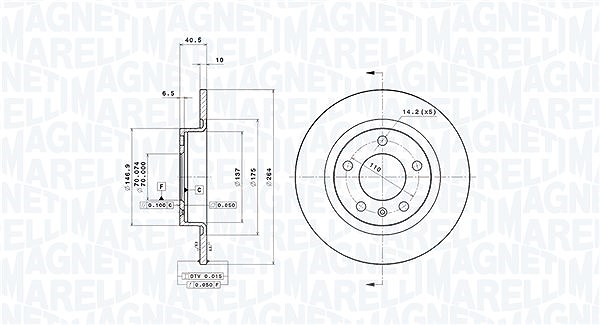 Magneti Marelli Bremsscheibe [Hersteller-Nr. 360406056001] für Vauxhall, Opel