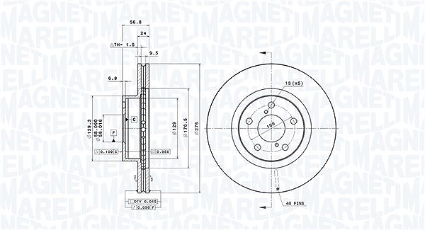 Magneti Marelli Bremsscheibe [Hersteller-Nr. 360406045401] für Toyota, Subaru